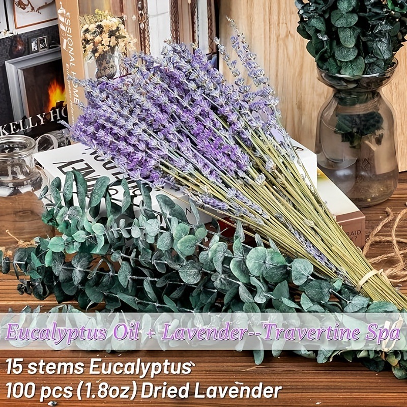 Eucalyptus Preserved - Konservierter Lavendel- und Eukalyptus-Trockenblumenstrauß - Blumen-Sachet